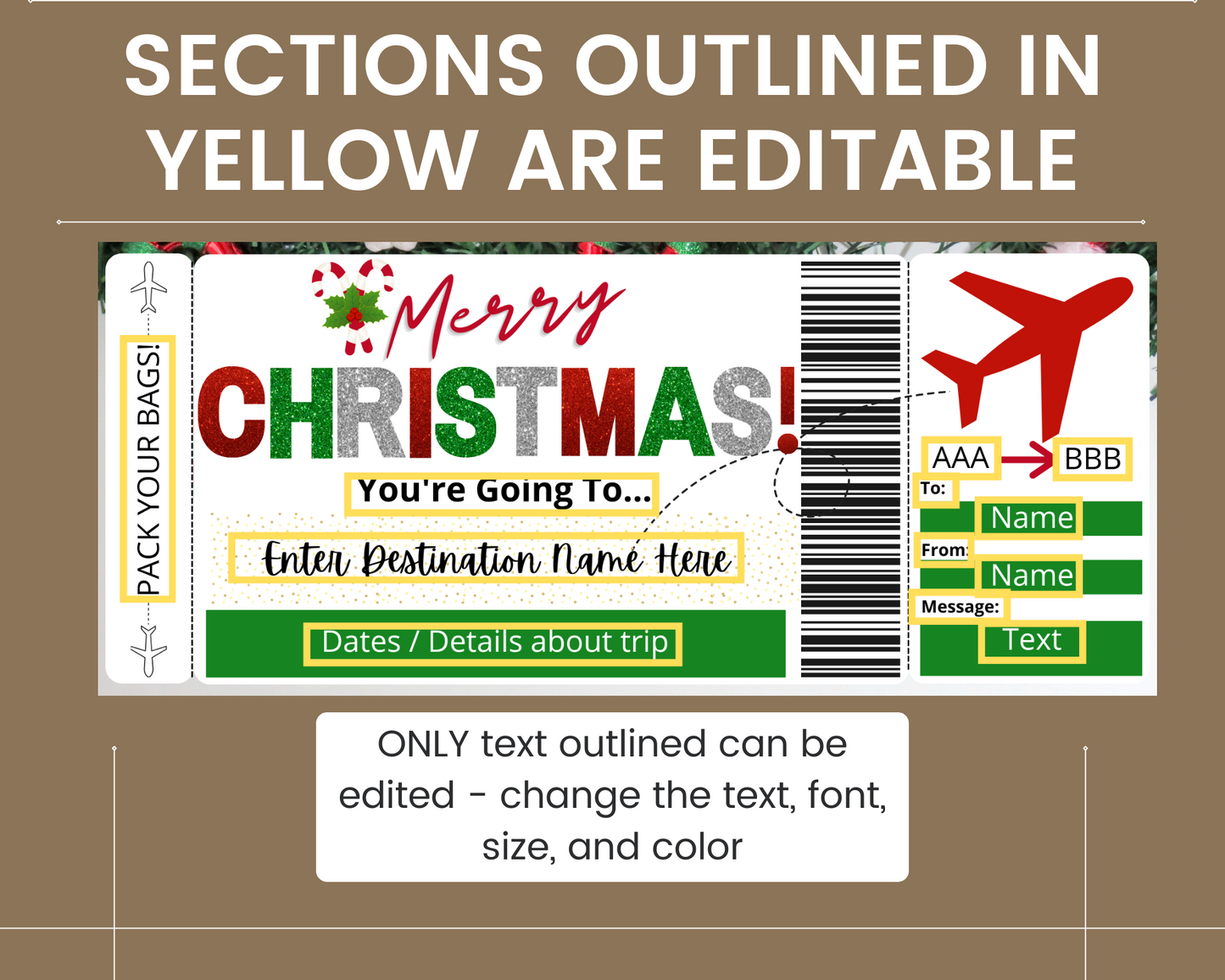 Printable Christmas Boarding Pass Template