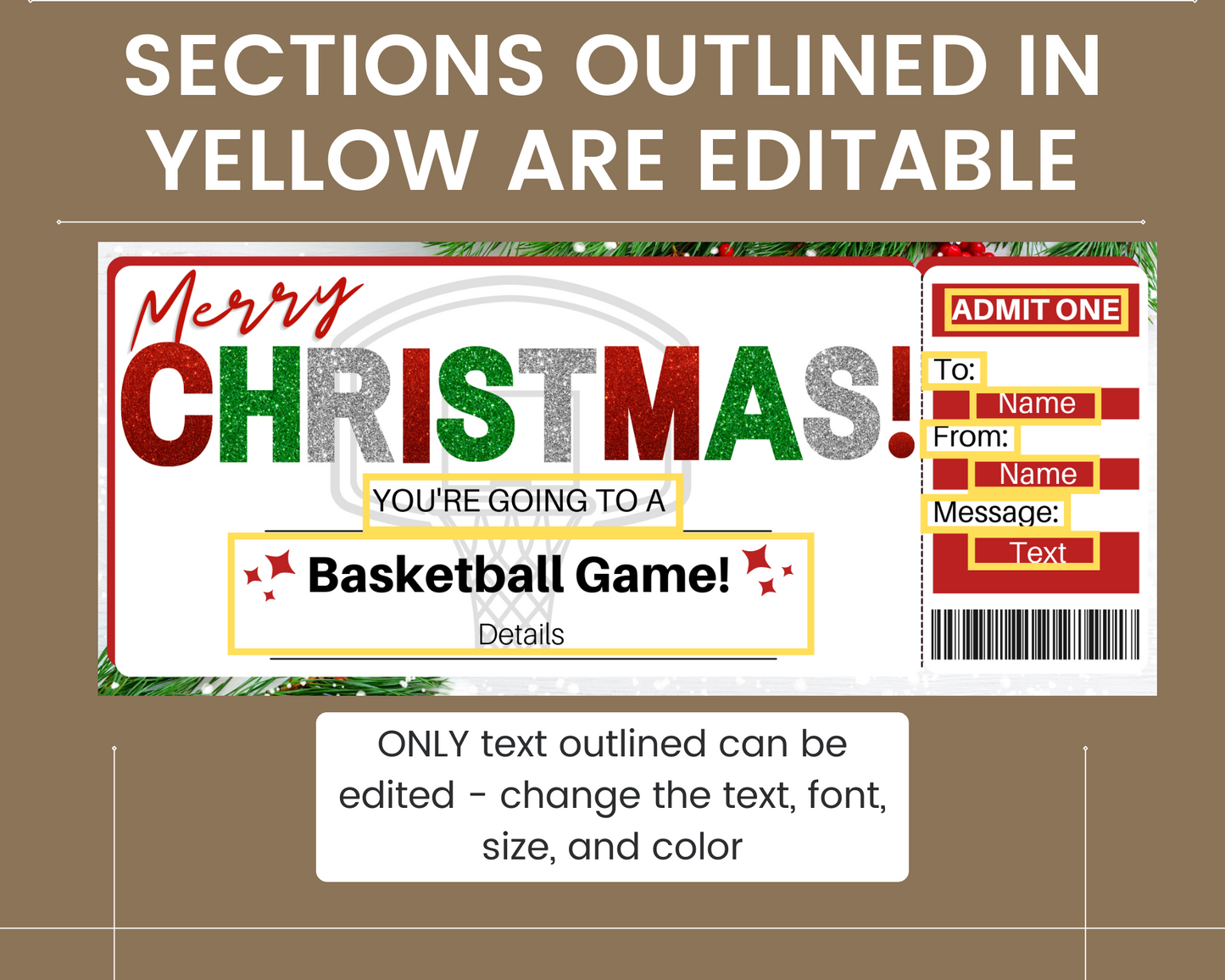 Christmas Basketball Game Gift Certificate