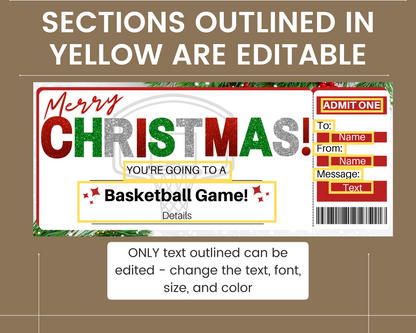 Christmas Basketball Game Gift Certificate