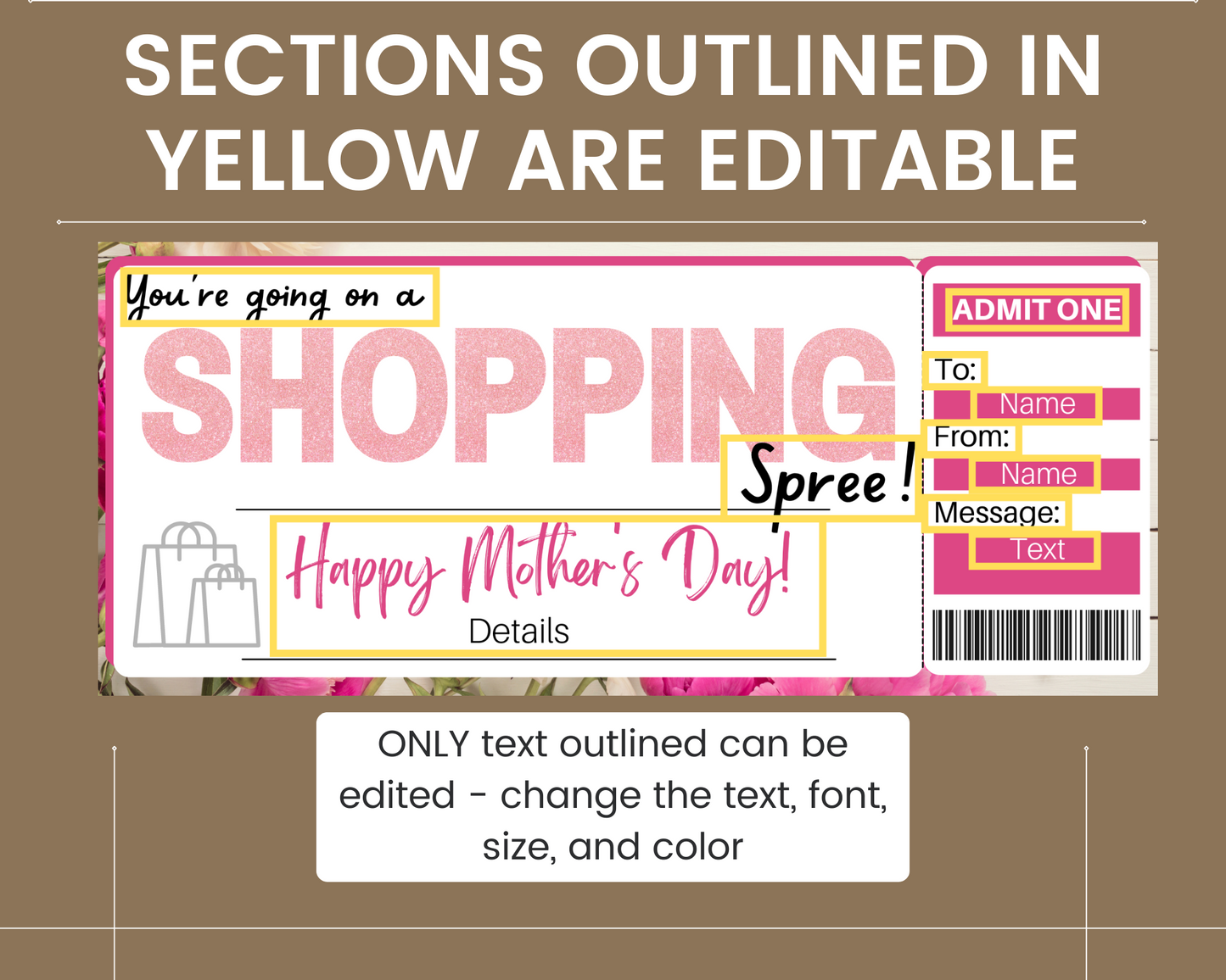 Mother's Day Shopping Spree Gift Certificate Template