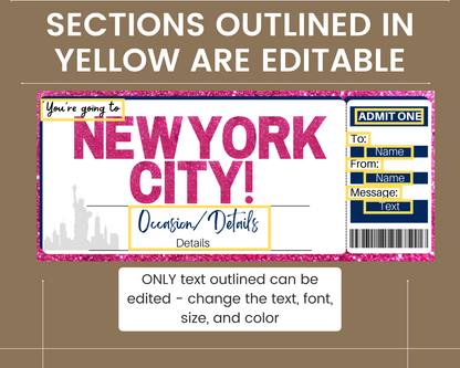 New York City Boarding Pass Ticket Template