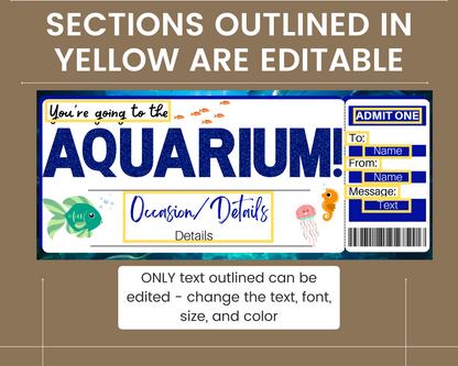 Aquarium Gift Ticket Template