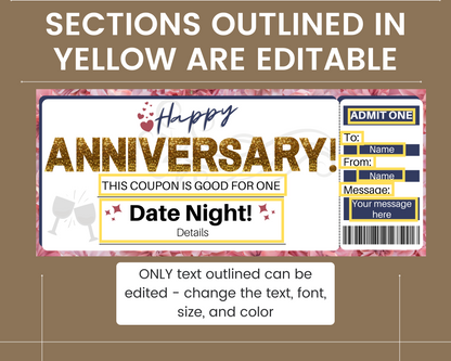 Anniversary Date Night Coupon Template
