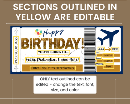 Birthday Boarding Pass: Printable Flight Ticket