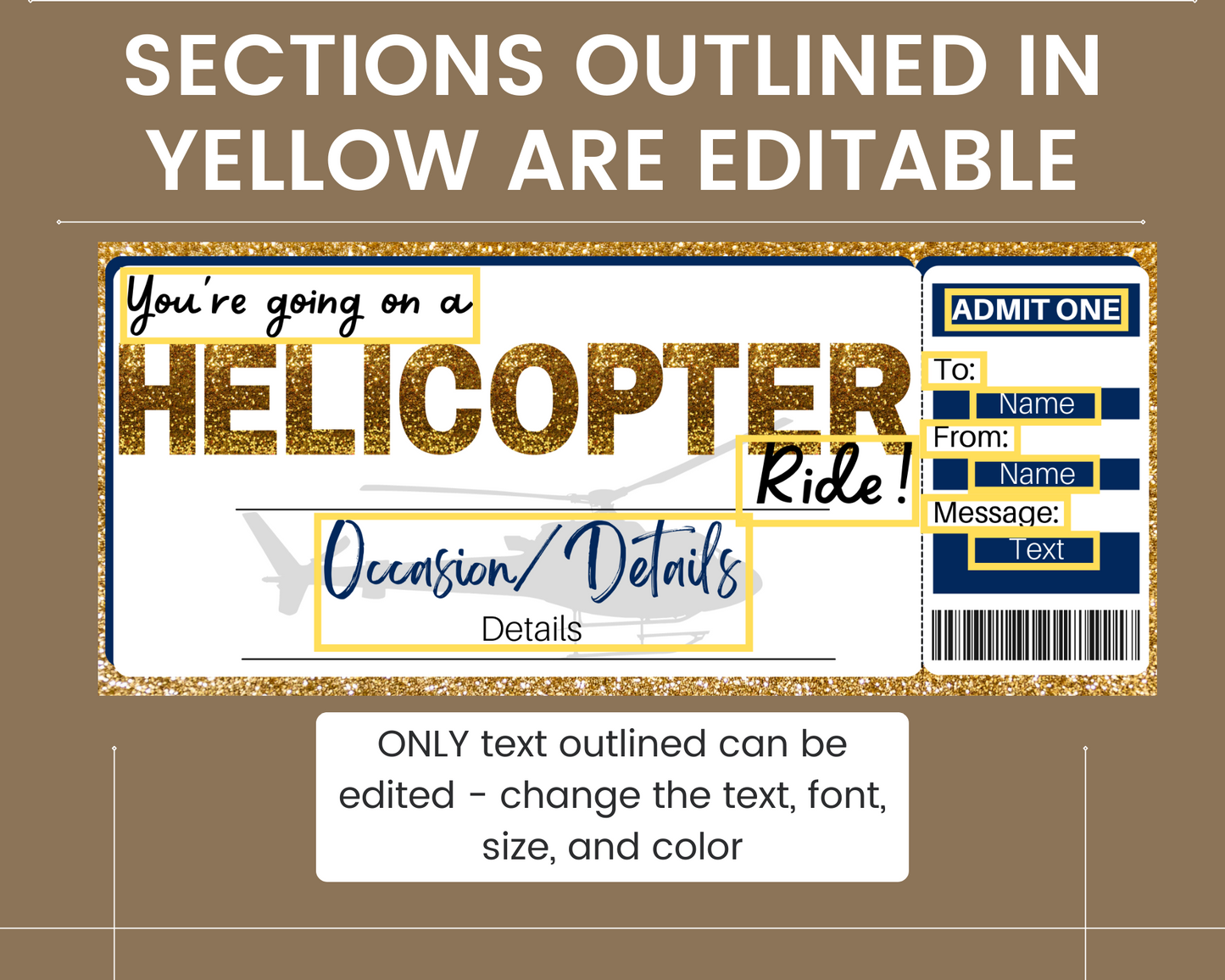 Helicopter Ride Gift Ticket Template