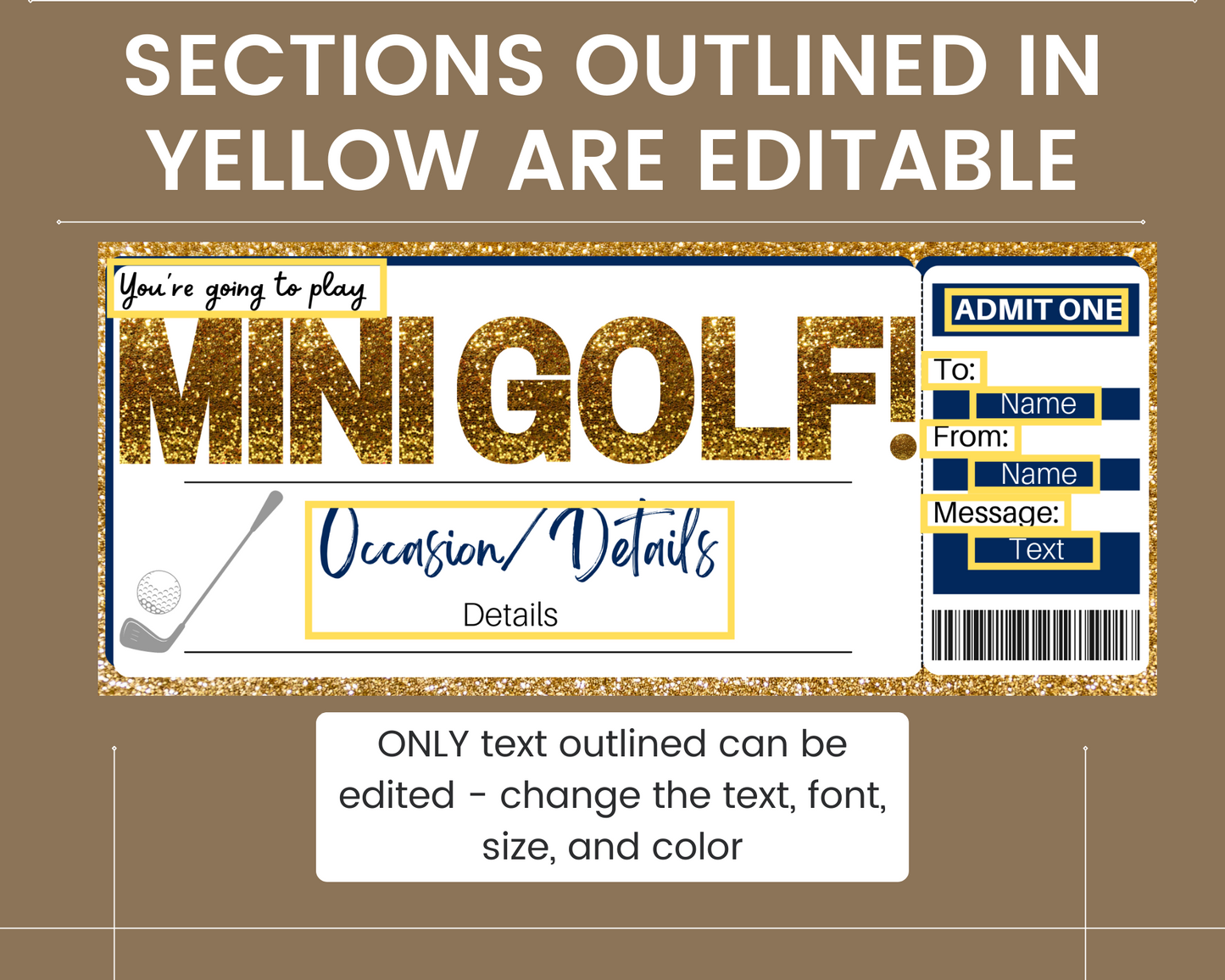 Mini Golfing Gift Ticket Template