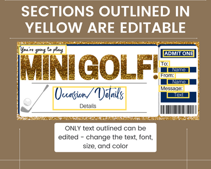 Mini Golfing Gift Ticket Template