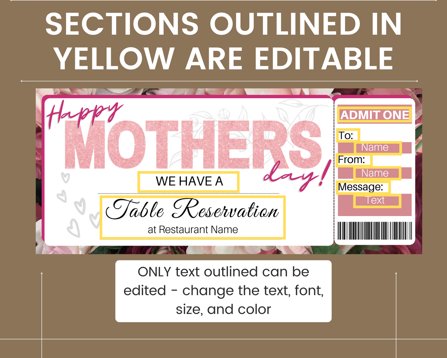 Mother's Day Restaurant Reservation Gift Certificate