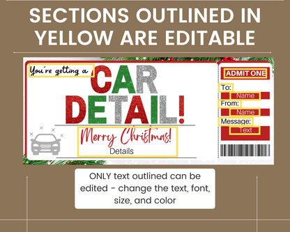 Christmas Car Detailing Gift Ticket Template
