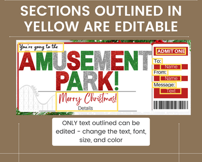 Christmas Amusement Park Gift Ticket