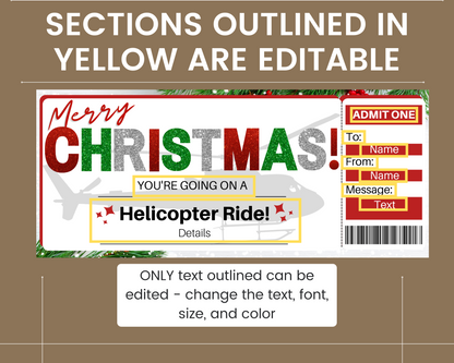 Christmas Helicopter Ride Gift Certificate Template