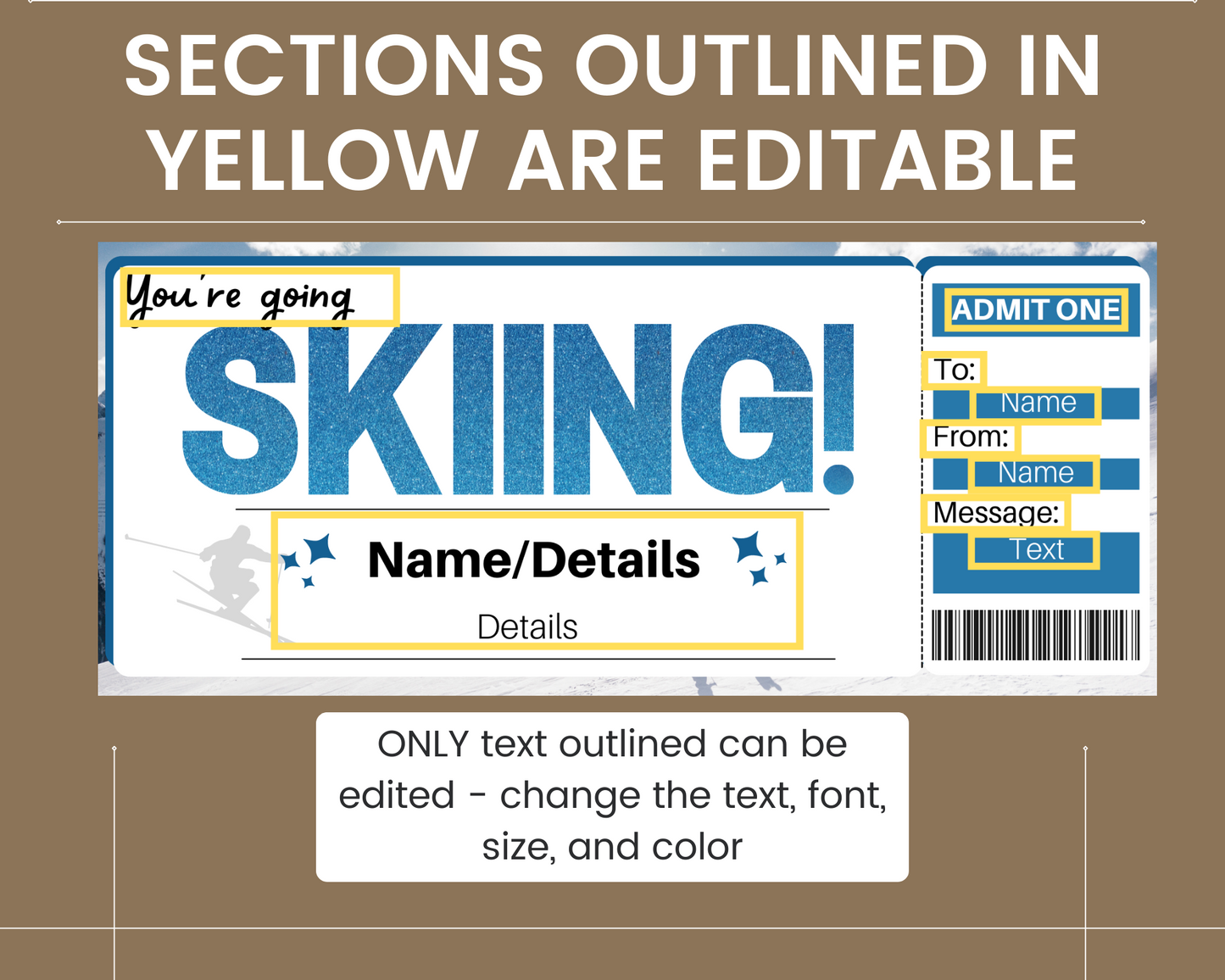 Skiing Gift Ticket Template