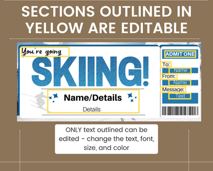 Skiing Gift Ticket Template