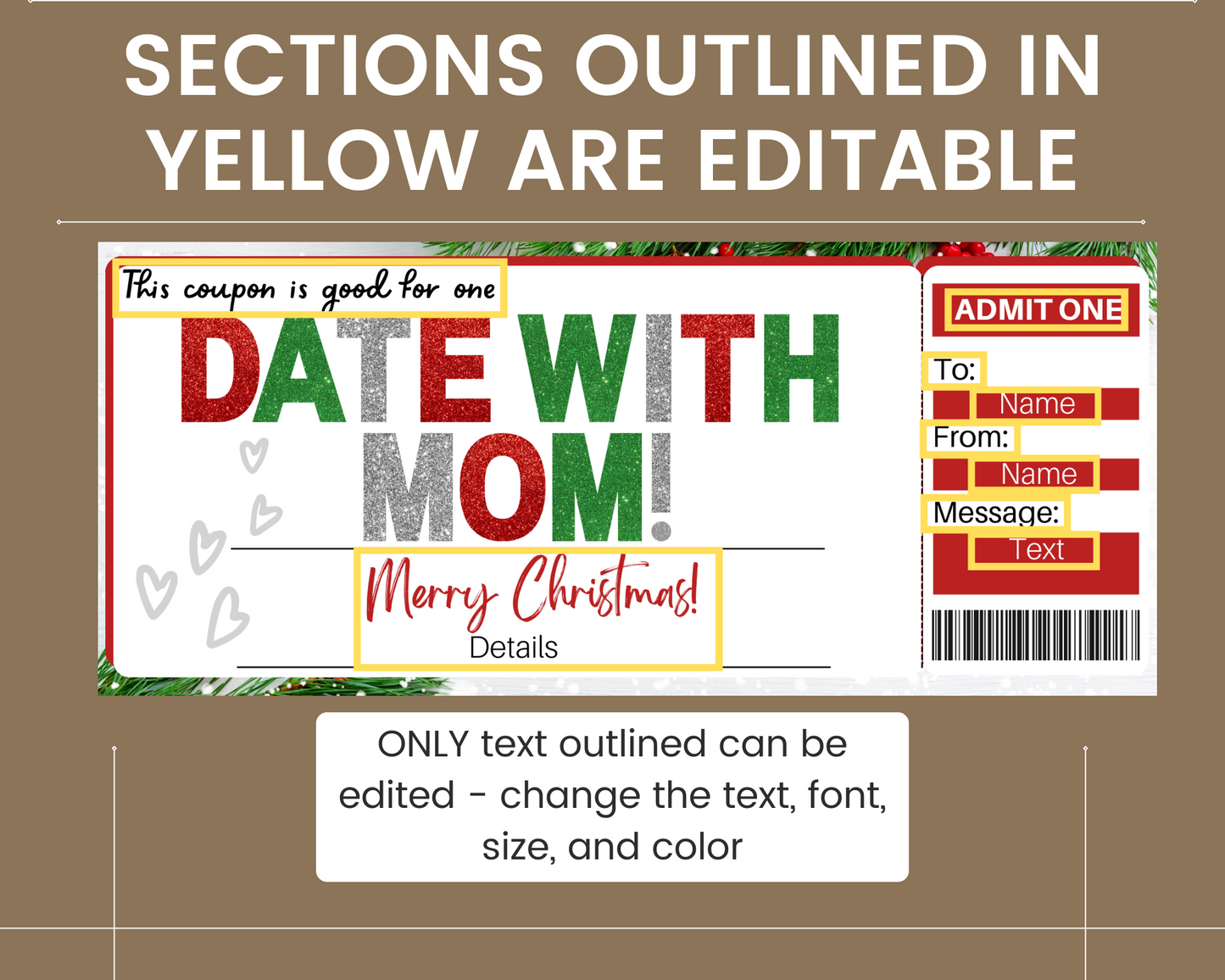 Christmas Date with Mom Gift Ticket