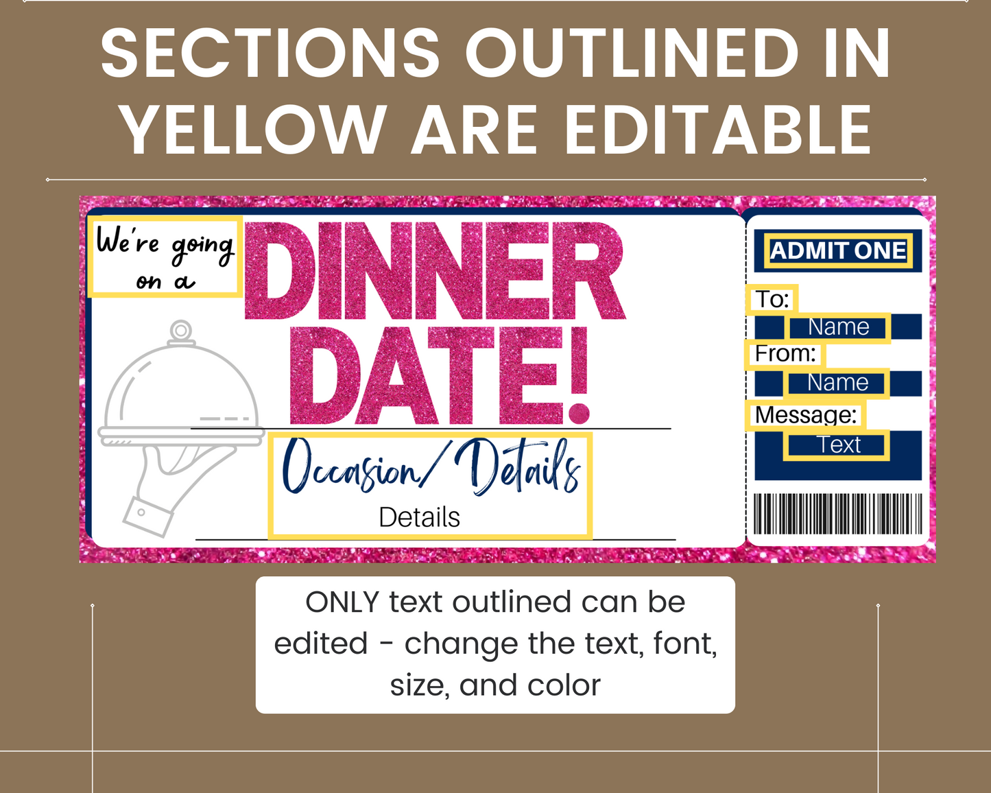 Printable Dinner Date Gift Ticket Template