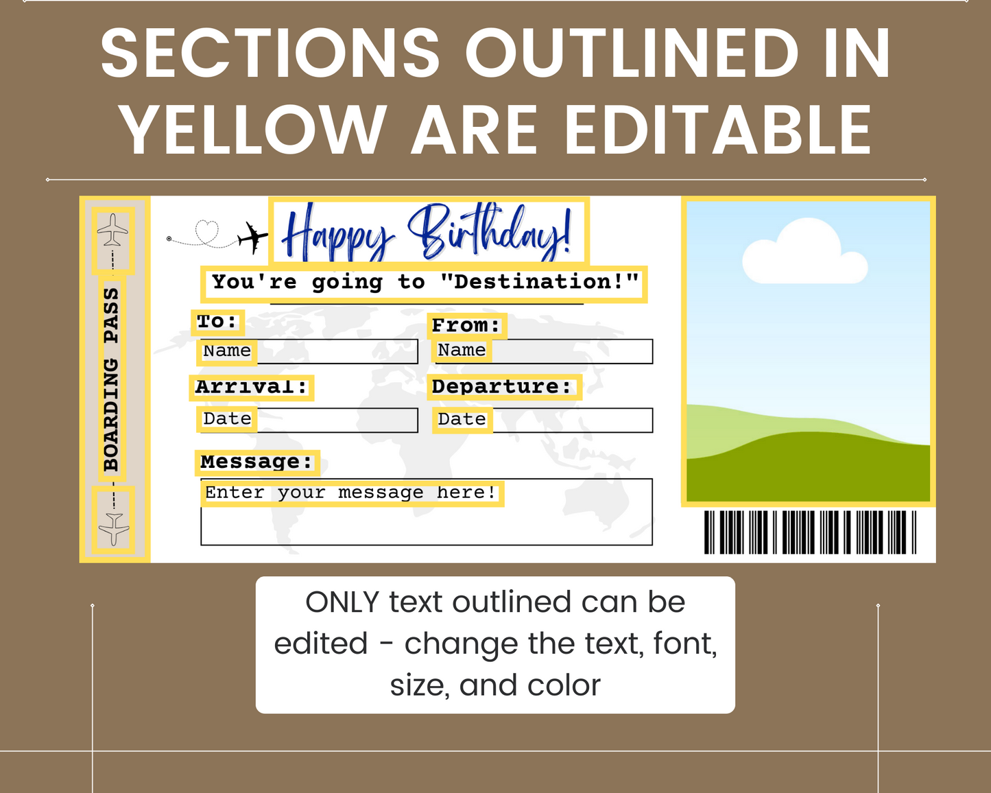 Birthday Boarding Pass: Add your own picture!
