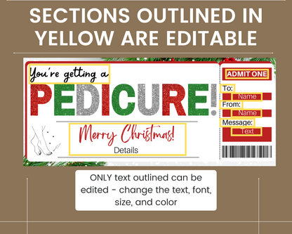 Christmas Pedicure Gift Ticket