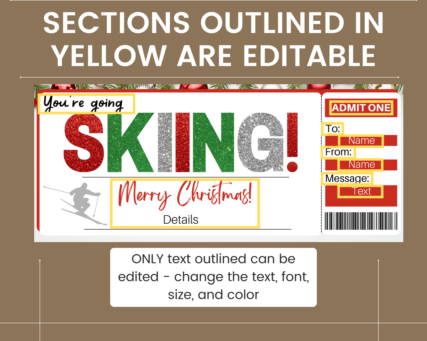 Christmas Skiing Gift Ticket Template