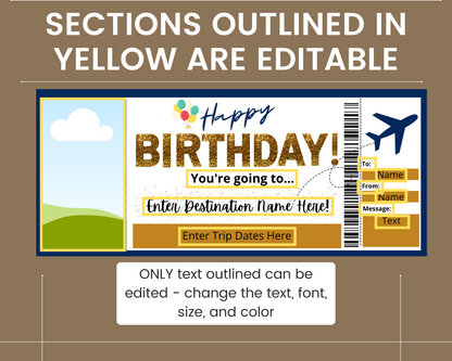 Happy Birthday Boarding Pass Template: Add your own image!