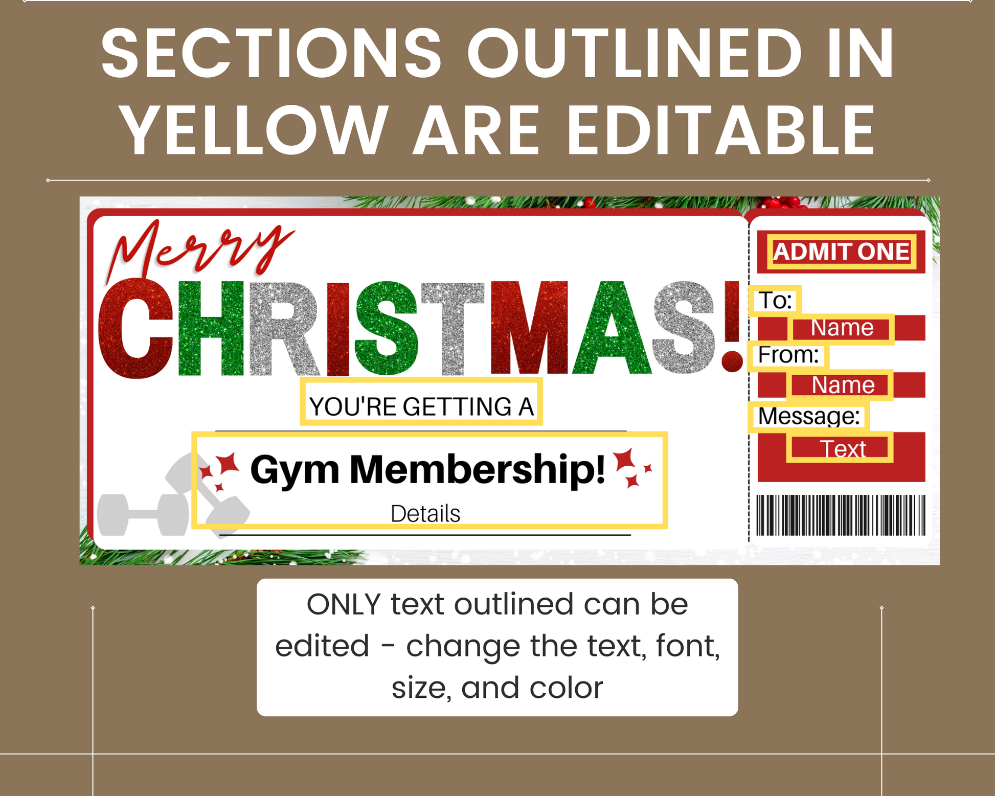 Christmas Gym Membership Gift Voucher Template