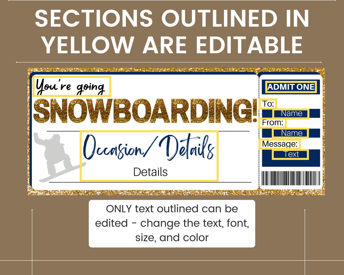 Snowboarding Gift Ticket Template