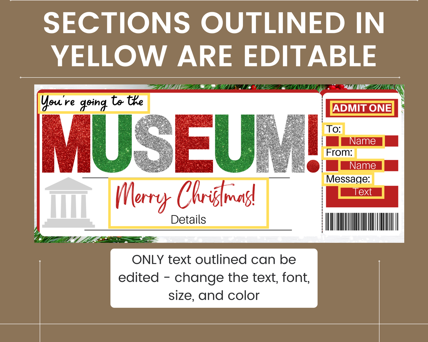 Christmas Museum Gift Ticket Template