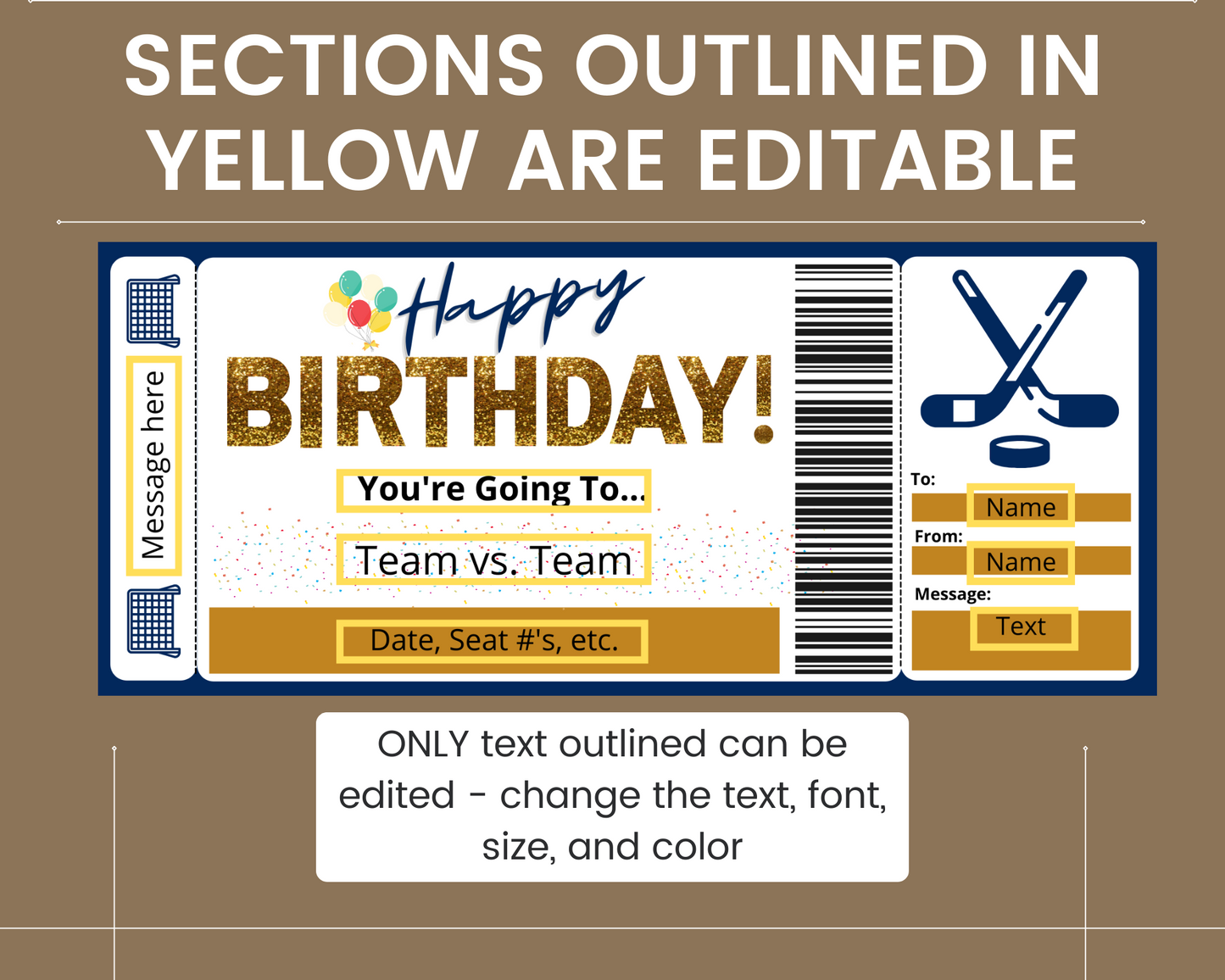 Birthday Hockey Game Ticket Template