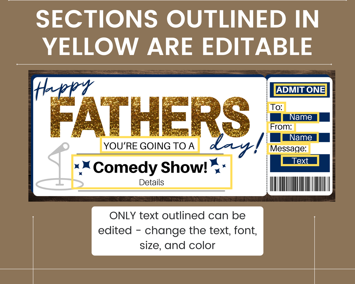 Father's Day Comedy Show Gift Ticket Template