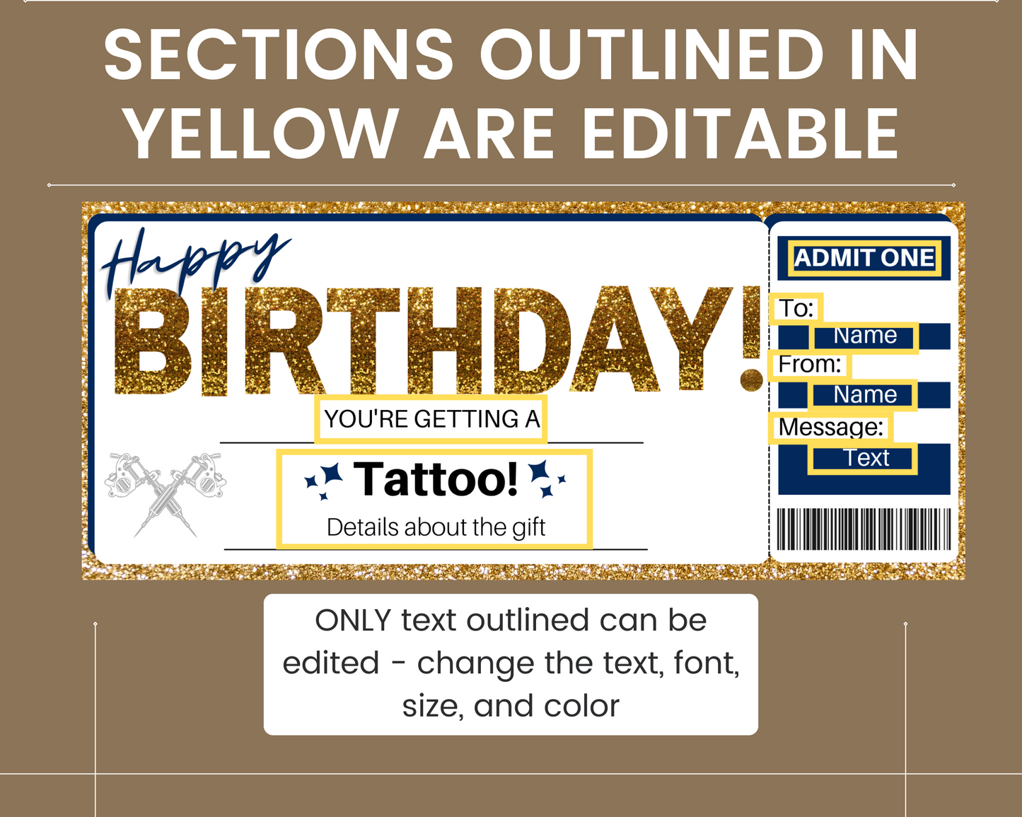 Birthday Tattoo Gift Certificate Template