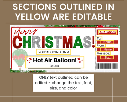 Christmas Hot Air Balloon Ride Gift Card