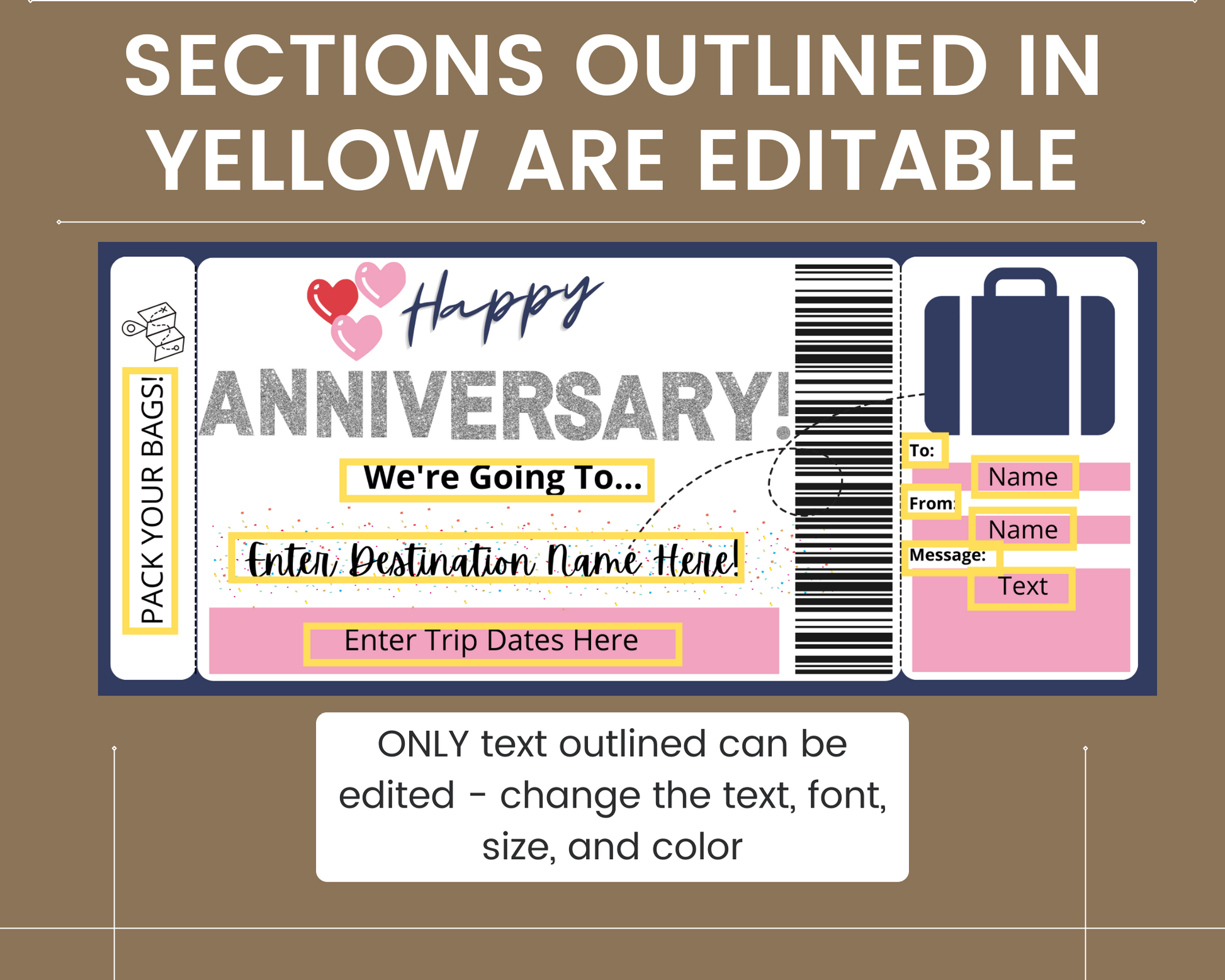 Happy Anniversary Gift Certificate Template / Editable Gift