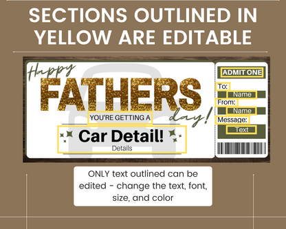 Father's Day Car Detail Gift Certificate Template