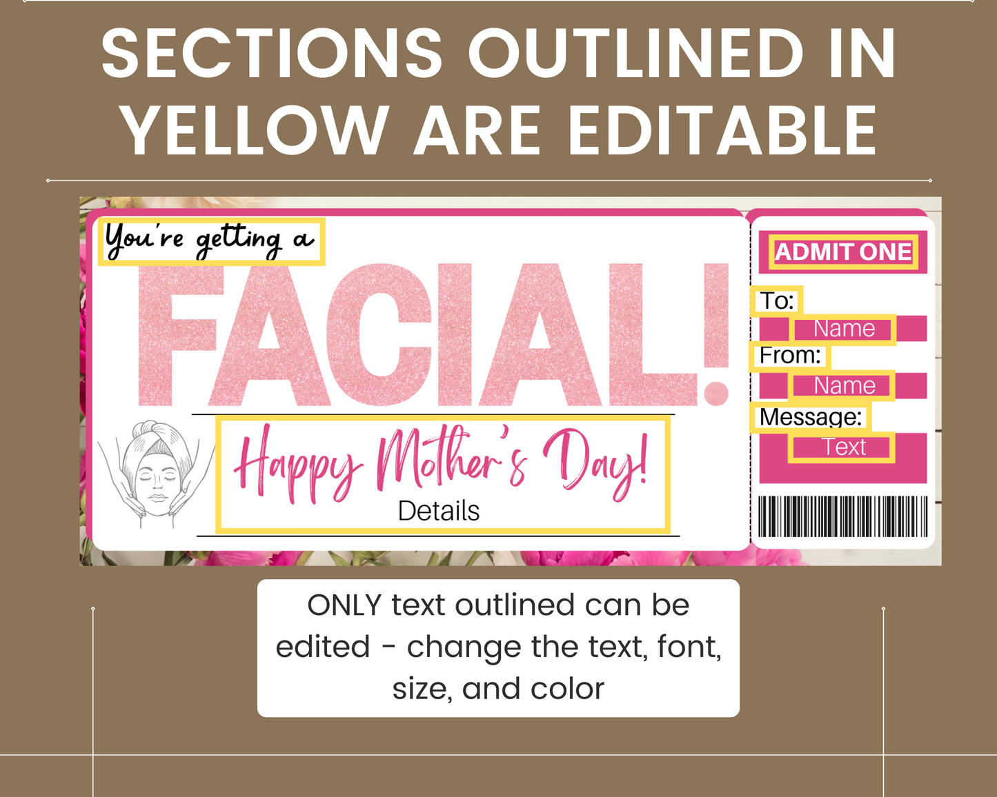 Mother's Day Facial Gift Ticket Template