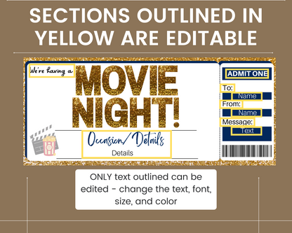 Movie Night Gift Certificate Template