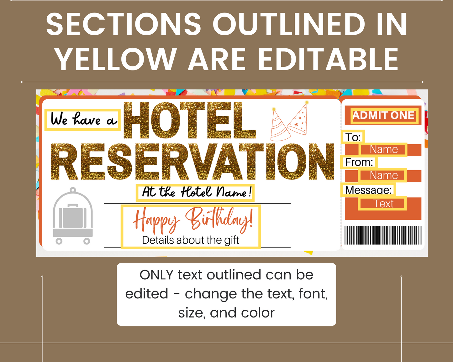 Birthday Hotel Reservation Gift Certificate Template