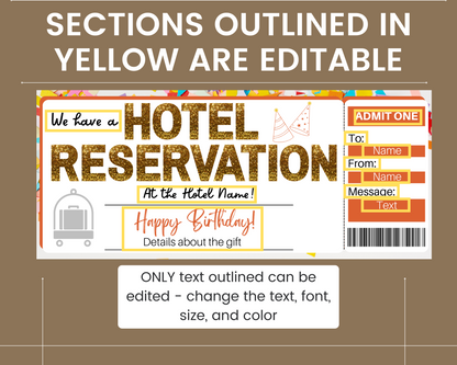 Birthday Hotel Reservation Gift Certificate Template