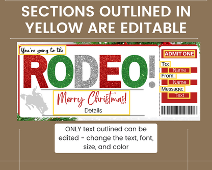Christmas Rodeo Gift Ticket Template