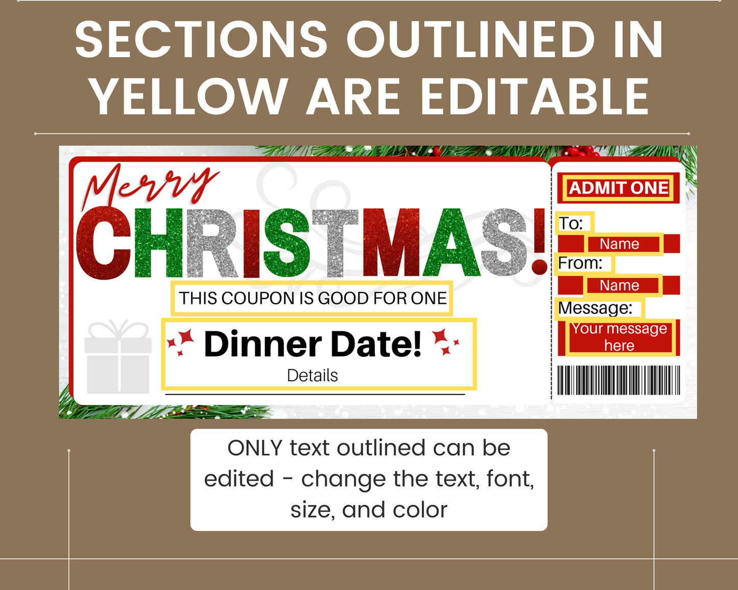 Christmas Dinner Date Coupon Template