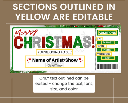 Merry Christmas Concert Ticket Gift Template