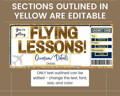 Flying Lessons Gift Ticket Template