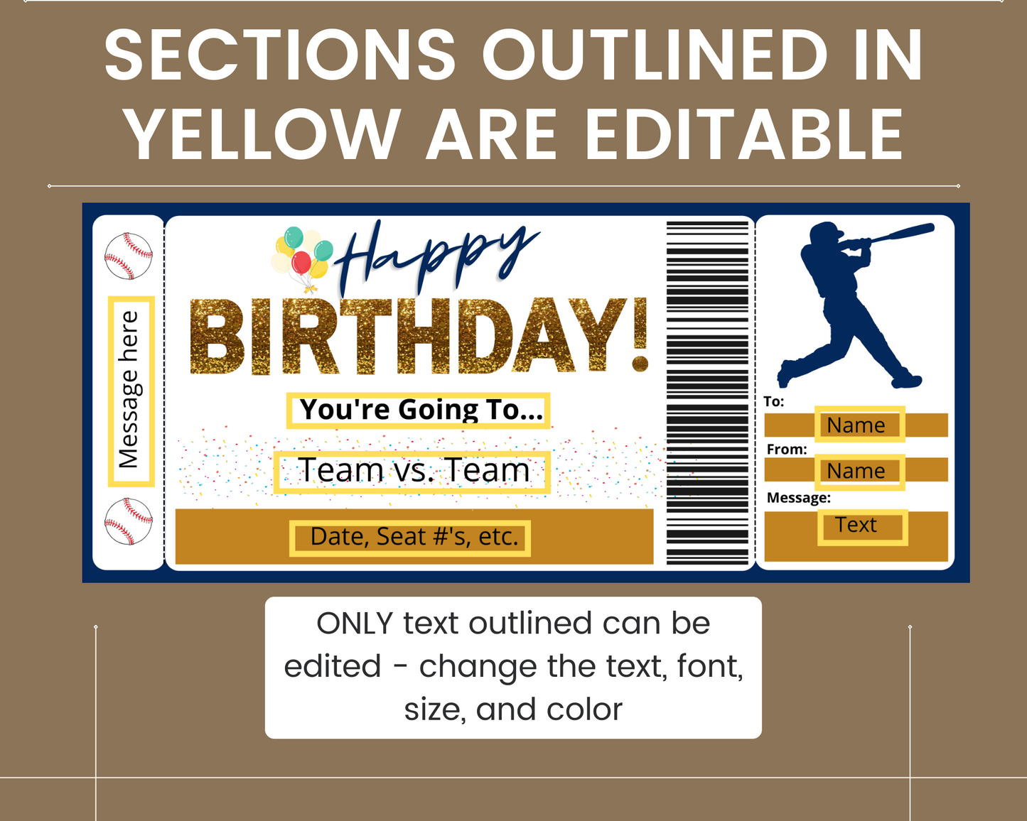 Birthday Baseball Game Gift Ticket