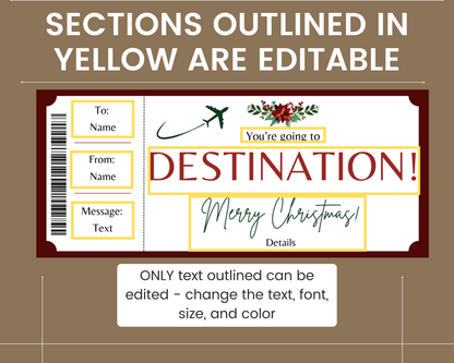 Christmas Boarding Pass Printable Template