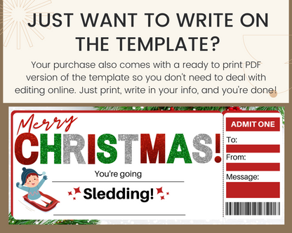 Christmas Sledding Gift Certificate Template