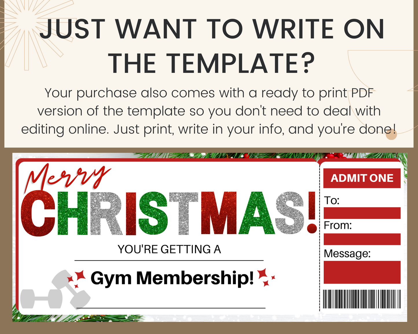 Christmas Gym Membership Gift Voucher Template