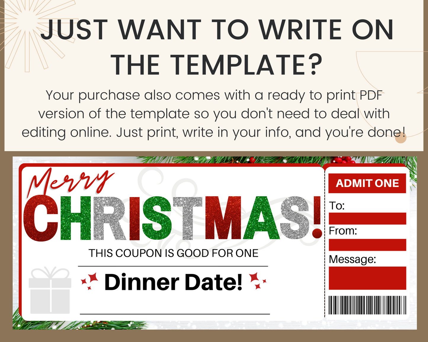 Christmas Dinner Date Coupon Template
