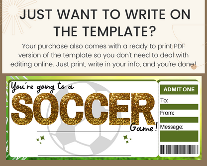 Soccer Game Gift Ticket Template