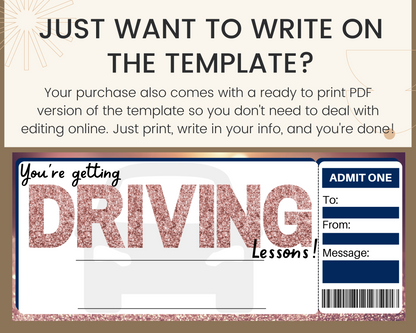 Driving Lessons Gift Certificate Template