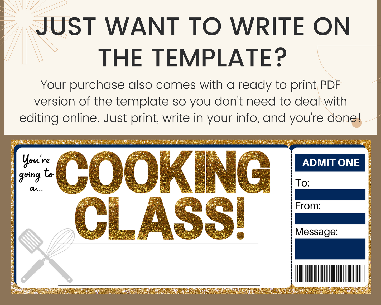 Cooking Class Gift Ticket Template