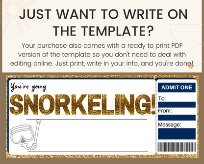 Snorkeling Gift Certificate Template