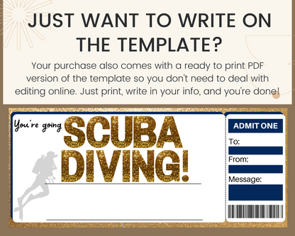 Scuba Diving Gift Ticket Template